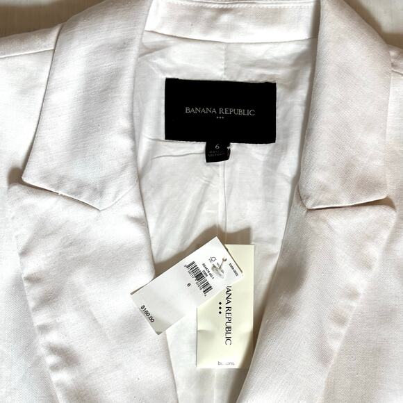 Banana Republic NWT White Linen Blazer Oversized Look $160 Price Tag Size 6 - Picture 2 of 10